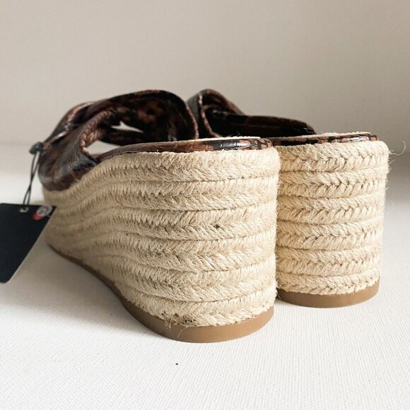 Zara Snakeskin Jute  Wedge Slip on Chunky Platform Espadrilles 39 - Picture 4 of 6